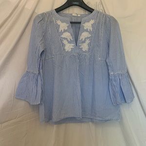 GAP Blue and White Stripe Blouse. Size M